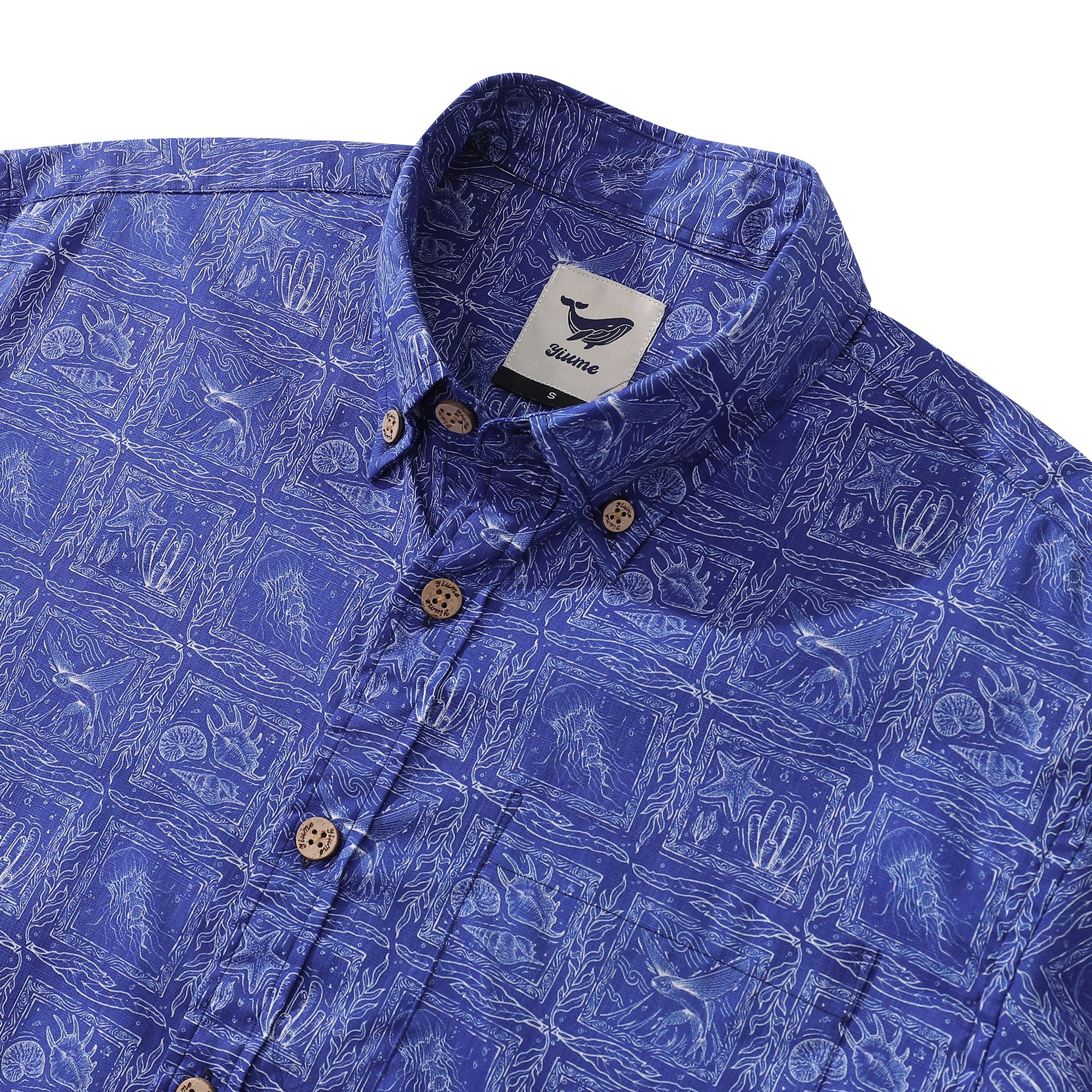 Yiume Bluey Hawaiian Shirt For Men Ocean Life Shirt Short Sleeve Hawaiian Shirt