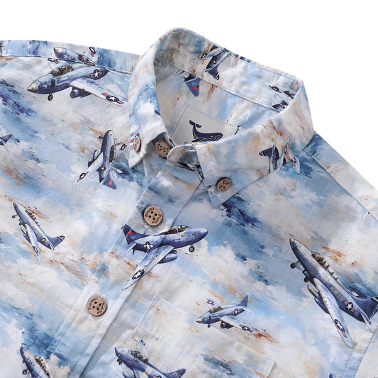 Children's Hawaiian Shirt Sky's the Limit Print Cotton Button-down Short Sleeve