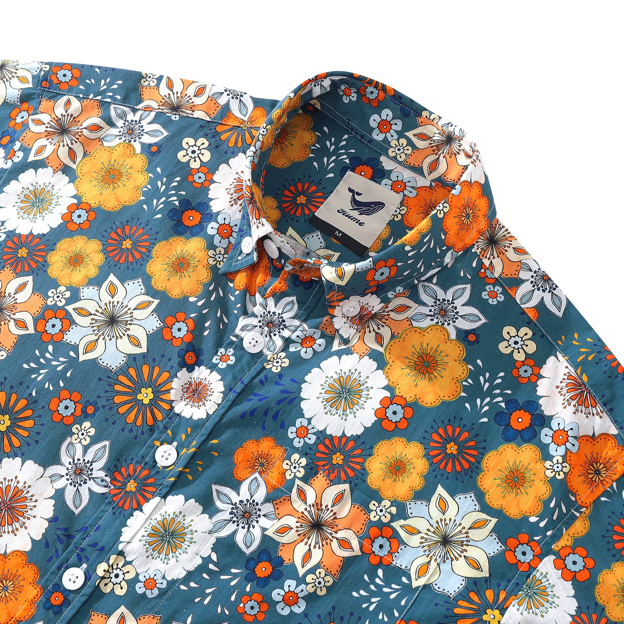 Men's Hawaiian Shirt 60's Floral Print Cotton Button-down Short Sleeve Aloha Shirt