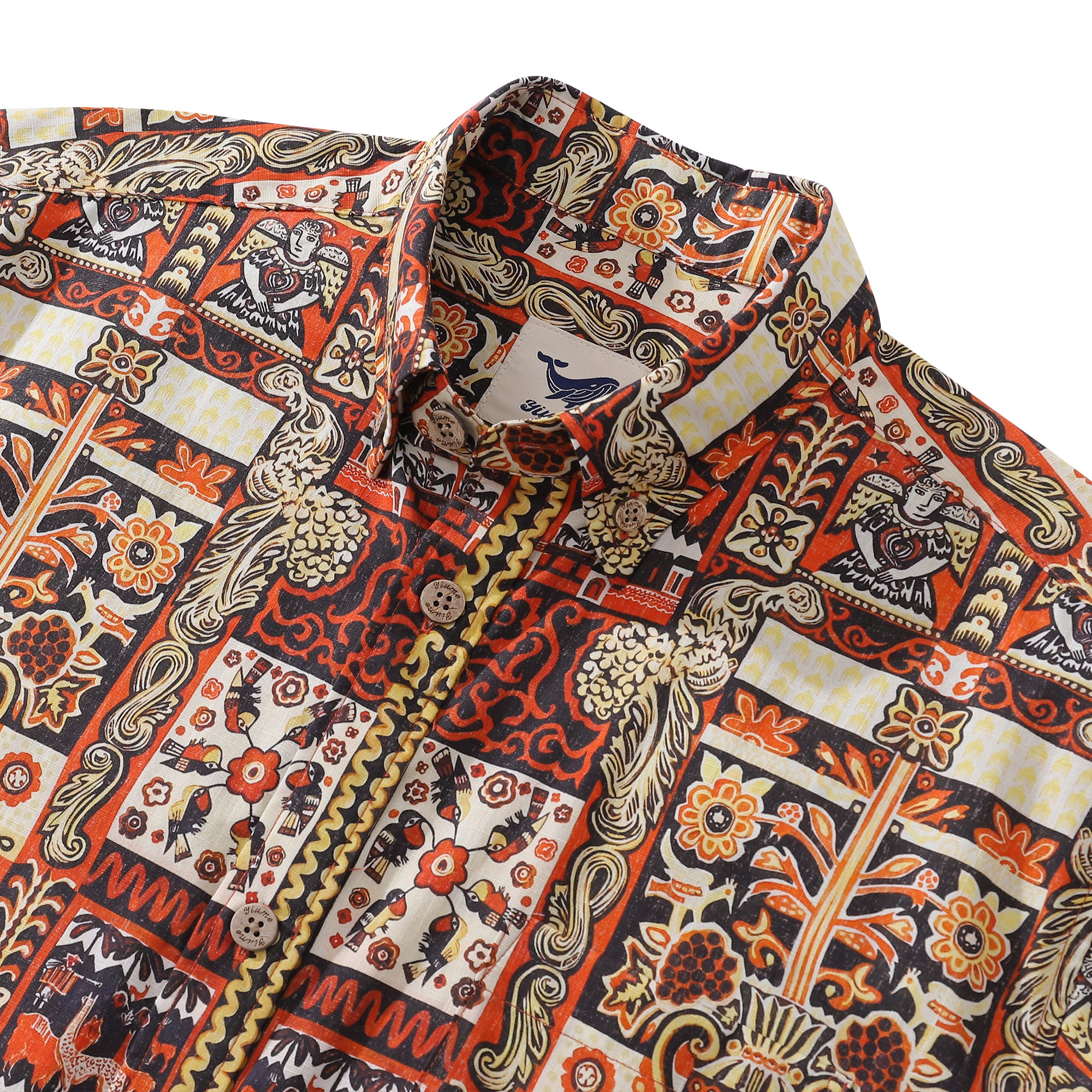 Men's Hawaiian Shirt Mystical Totem Cotton Button-down Short Sleeve Aloha Shirt