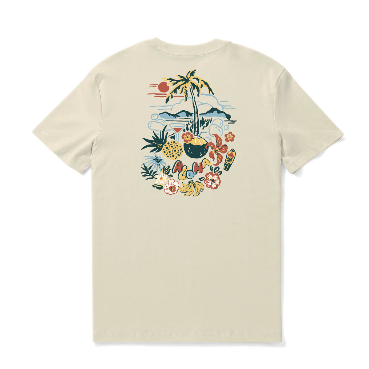 Hawaiian Tee For Men Sunset Palms Tee Crew Neck 100% Cotton – Yiume ...