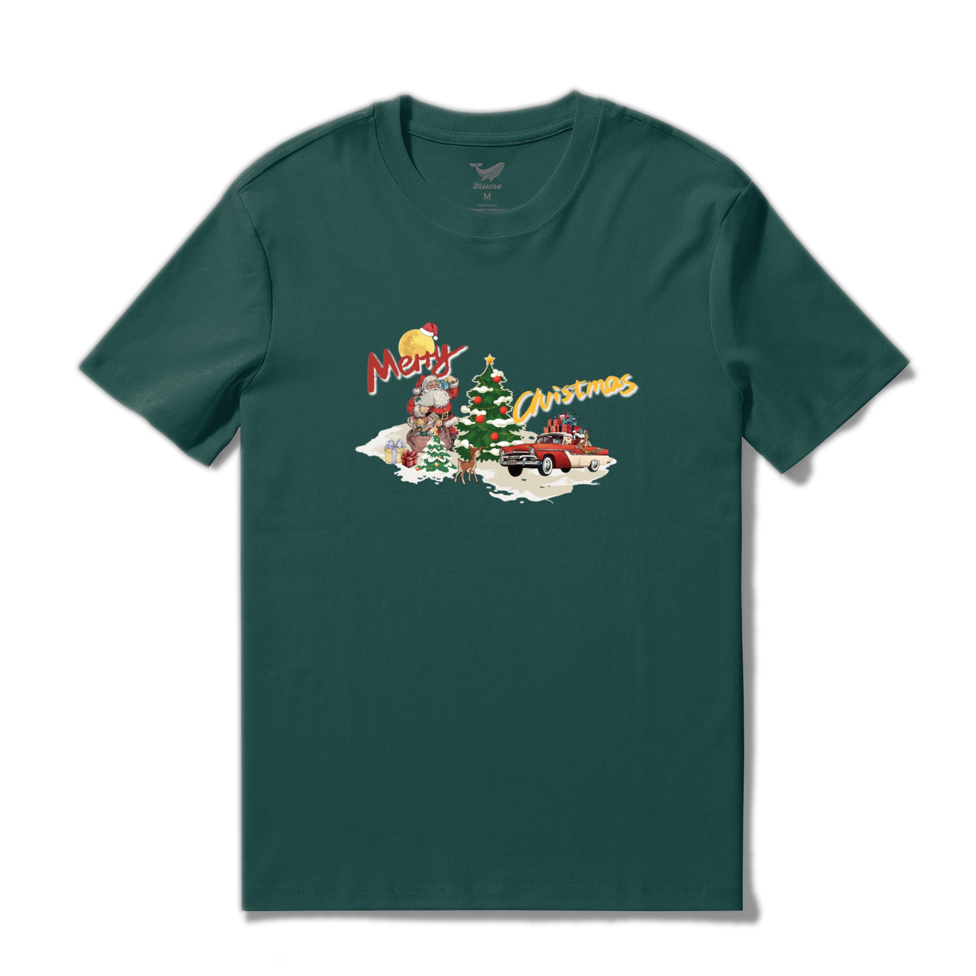 クリスマスハワイアンTシャツ男性用魔法のクリスマスイブTシャツクルーネック綿100%