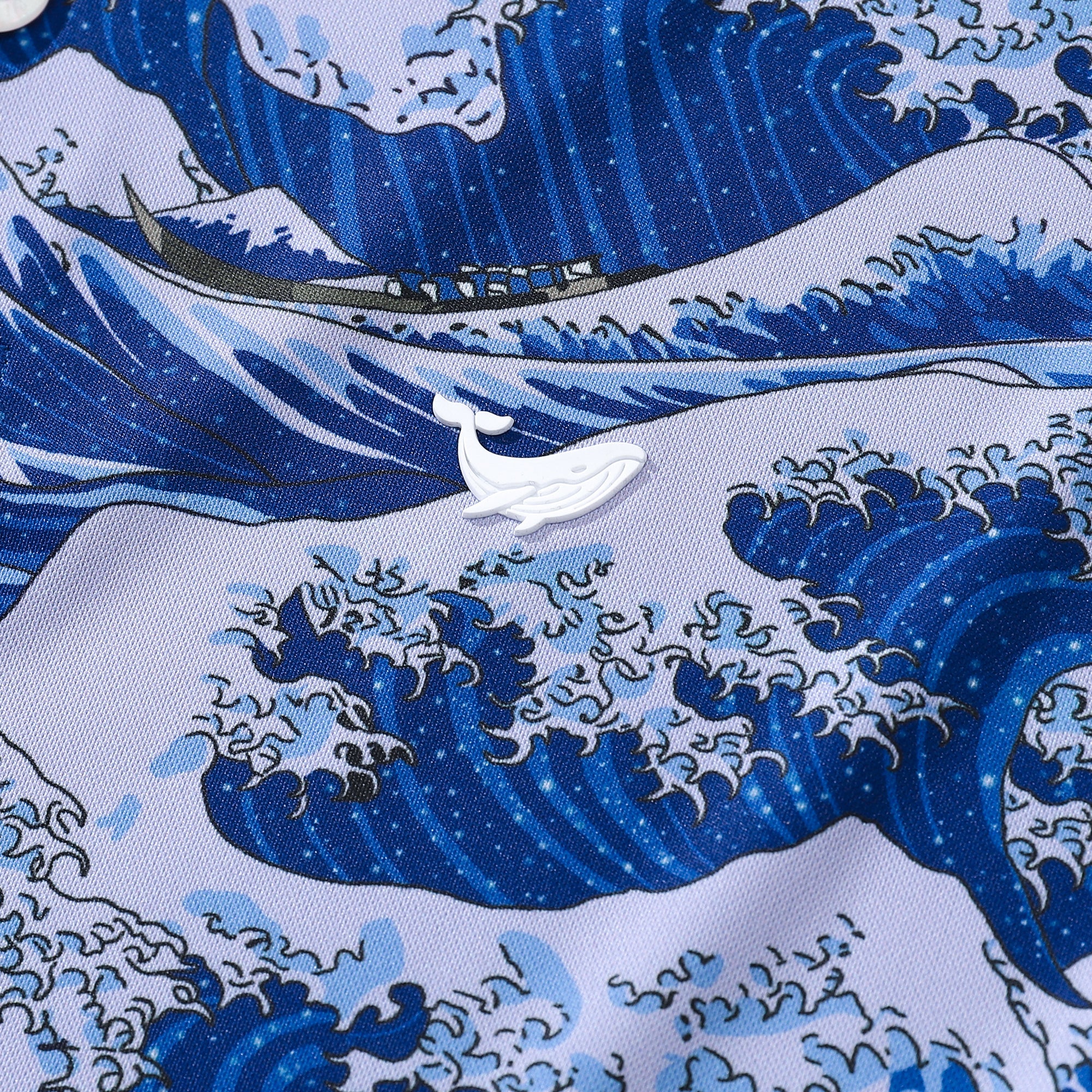 Camisa Polo Hawaiana para Hombre Olas del Océano Estilo Ukiyo-e Japonés Camiseta de Golf de Manga Corta