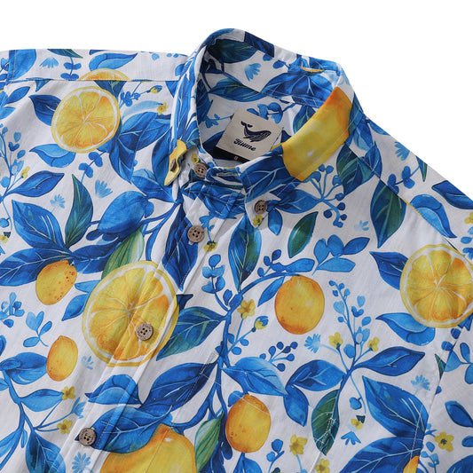 Hawaiian Shirt For Men Summer Lemon Button-down Shirt Short Sleeve 100% Cotton Shirt