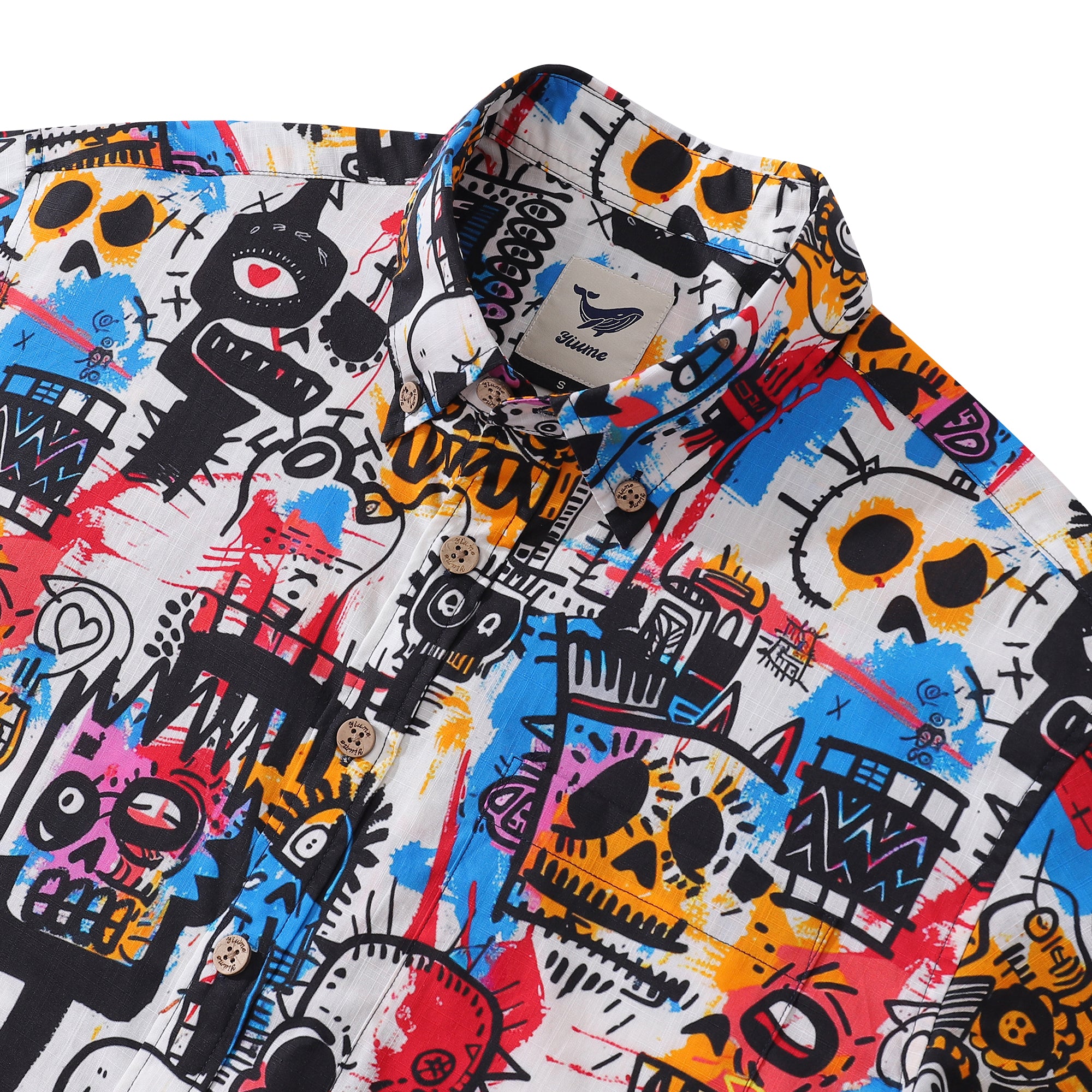 Hawaiian Shirt For Men Halloween Doodles Button-down Shirt Short Sleeve 100% Cotton Shirt