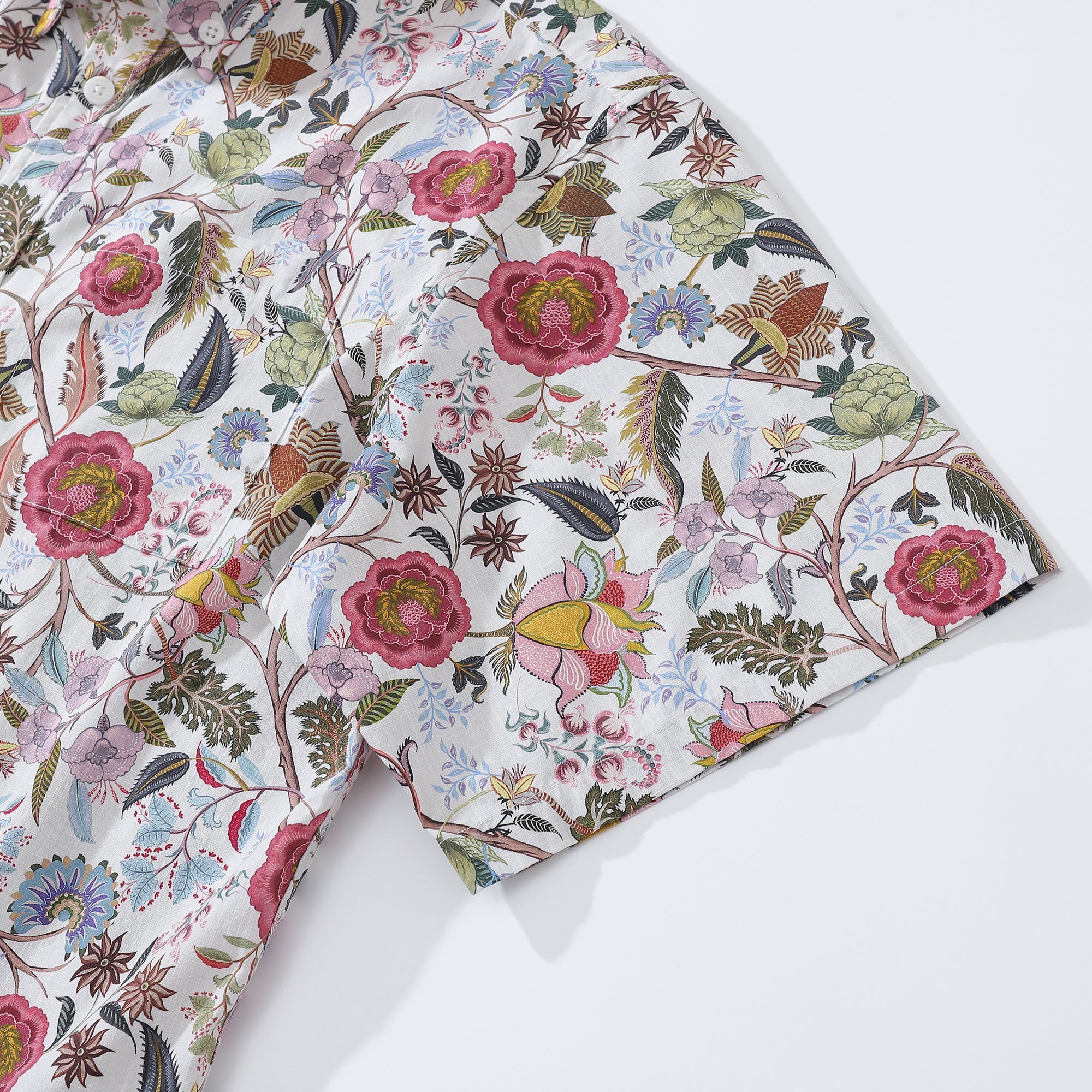 1930s Vintage Hawaiian Shirt For Men Chintz Spring Colors Print Cotton Short Sleeve Aloha Shirt