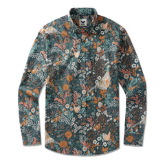 Men's Hawaiian Shirt The Pheasant, Wren and Butterfly By Abigail Bryan Cotton Button-down Long Sleeve Aloha Shirt