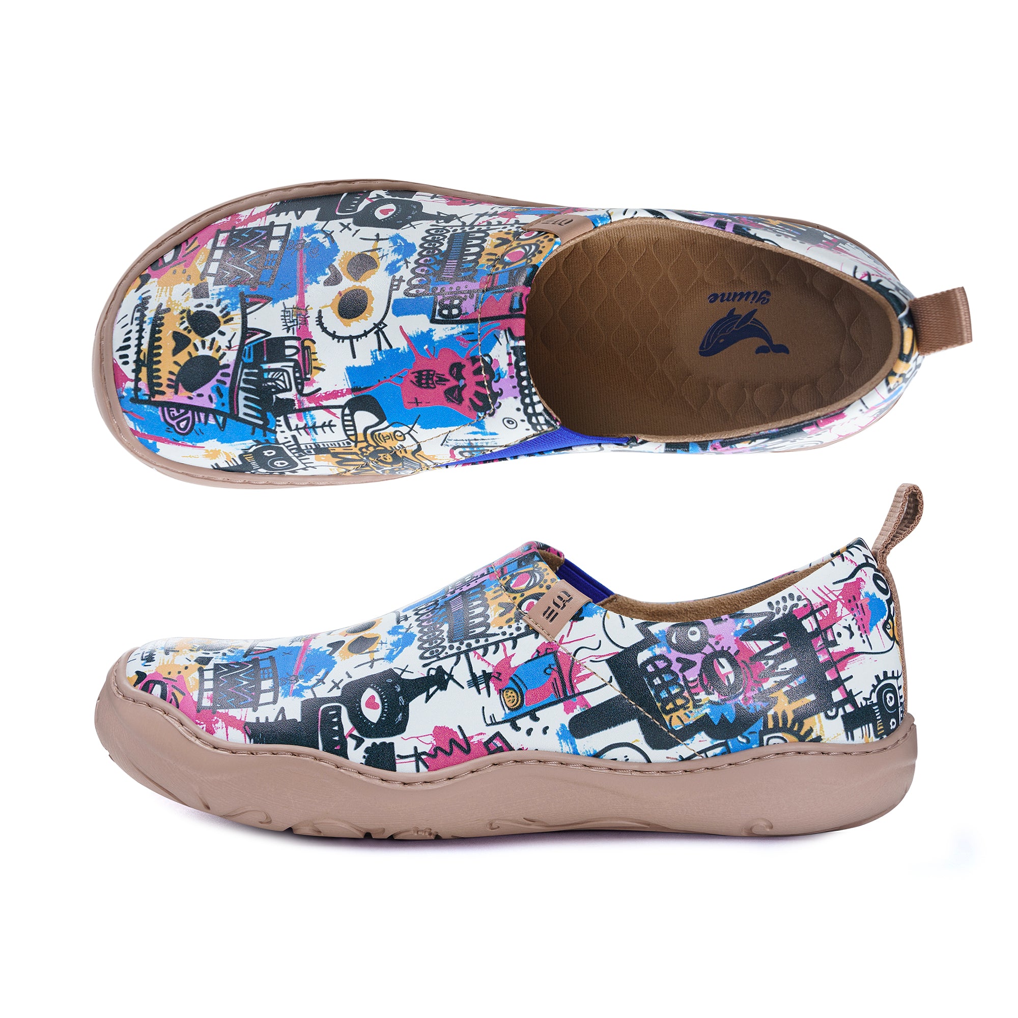 Women's foldable Loafers Halloween Doodles Sneaker Painted Canvas Slip-On Shoes