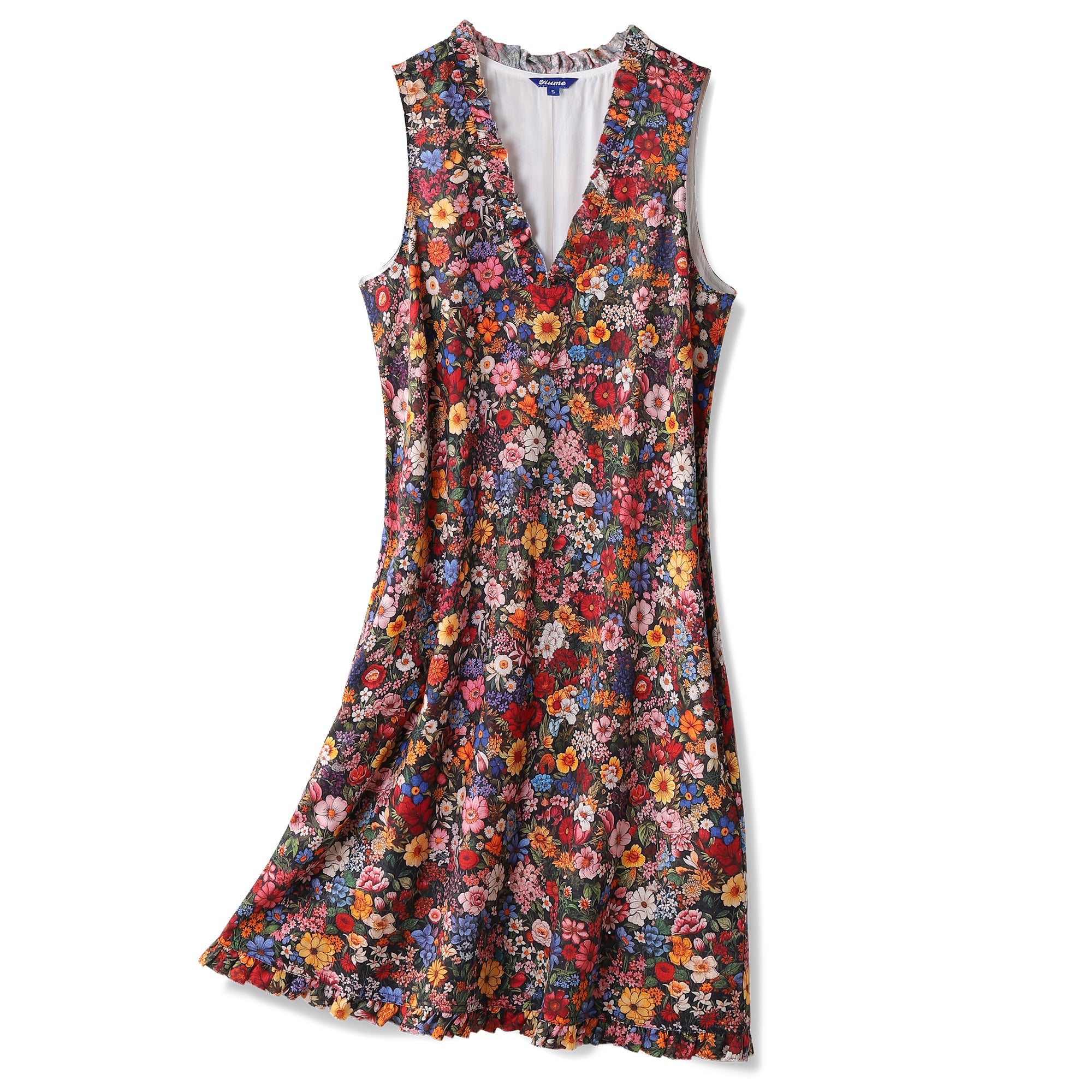 Vestido Hawaiano para Mujeres Entre las Flores Vestido de Cuello en V