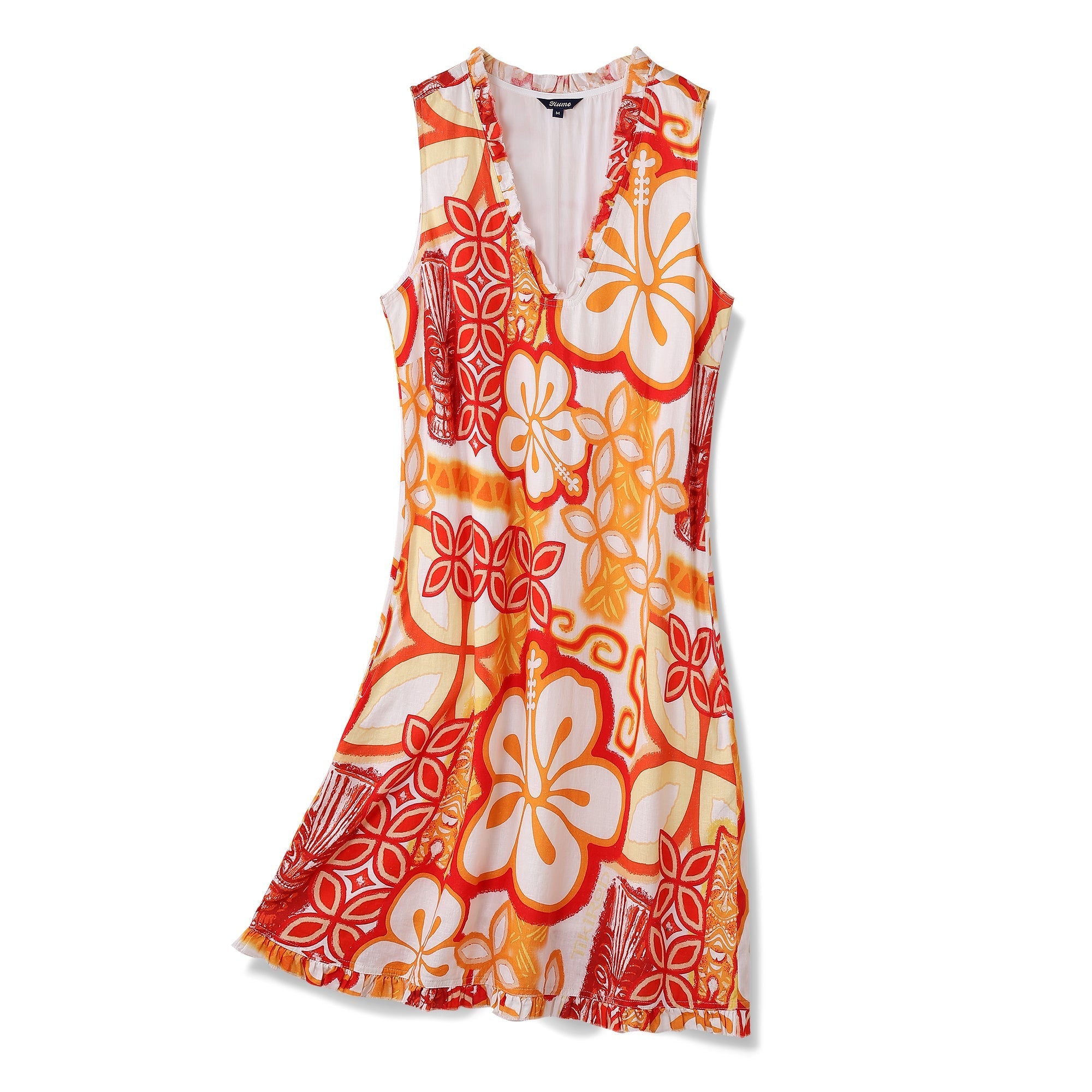 Hawaiian Dress For Women Summer Vacation Dress Tikirob Designer V-Neck Dress