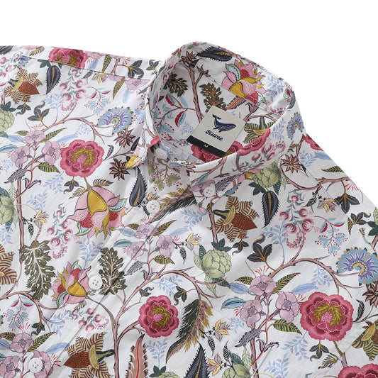 1930s Vintage Hawaiian Shirt For Men Chintz Spring Colors Print Cotton Short Sleeve Aloha Shirt