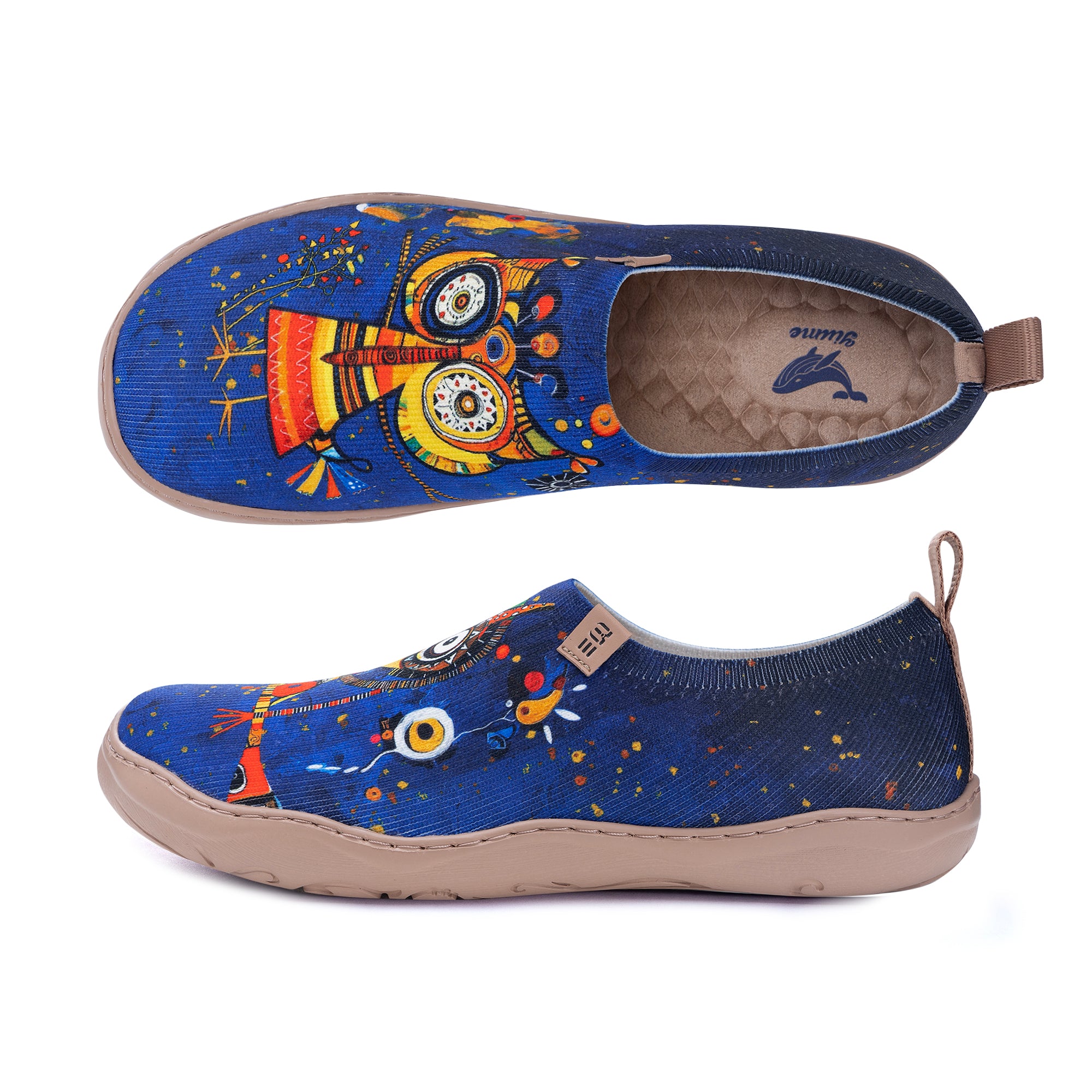 Women's foldable Loafers Funny Owl Sneaker Painted Canvas Slip-On Shoes