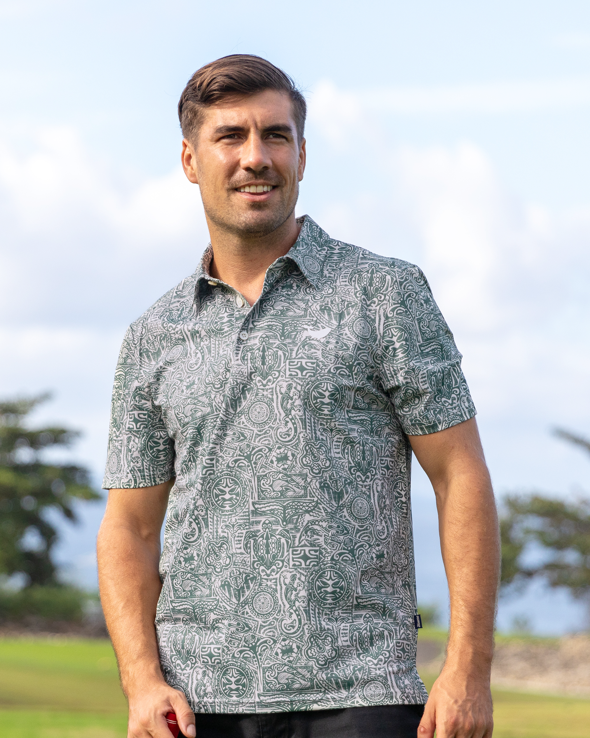 Camisa Polo Hawaiana para Hombre con Estampado de Tótem Guardián, Manga Corta