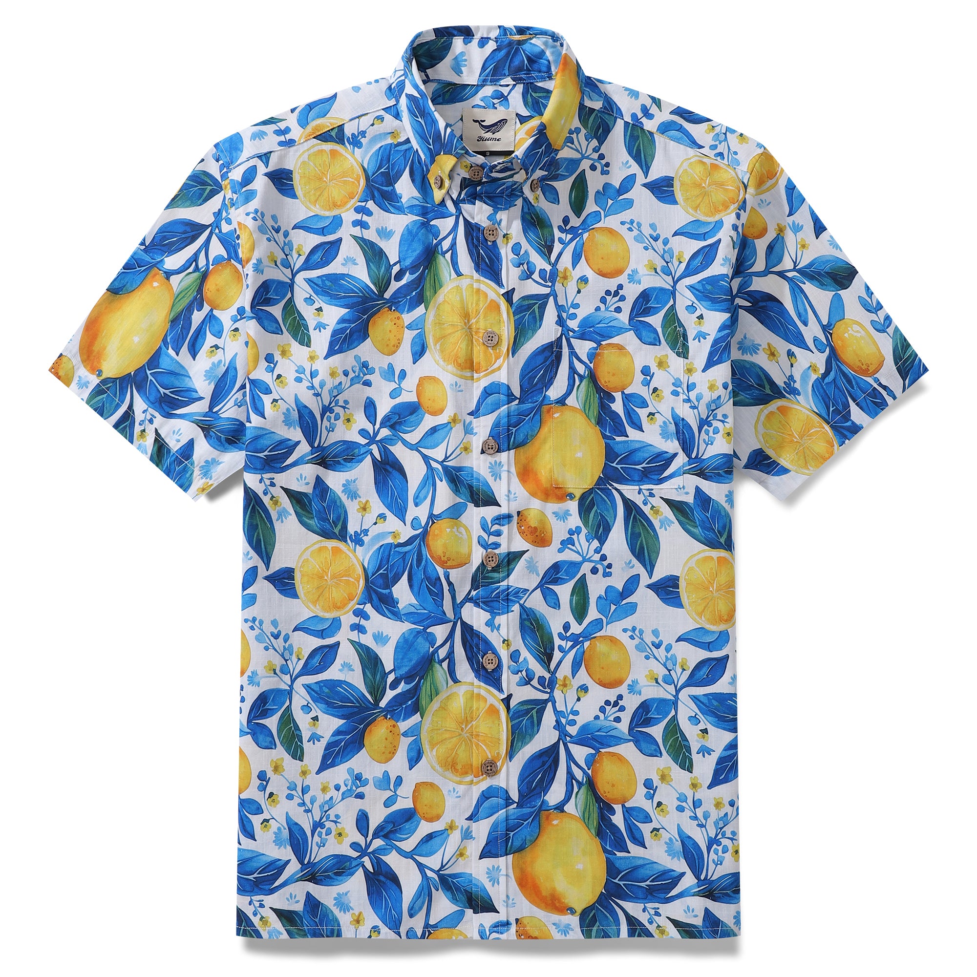 Hawaiian Shirt For Men Summer Lemon Button-down Shirt Short Sleeve 100% Cotton Shirt