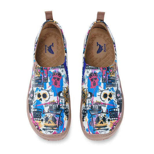 Women's foldable Loafers Halloween Doodles Sneaker Painted Canvas Slip-On Shoes