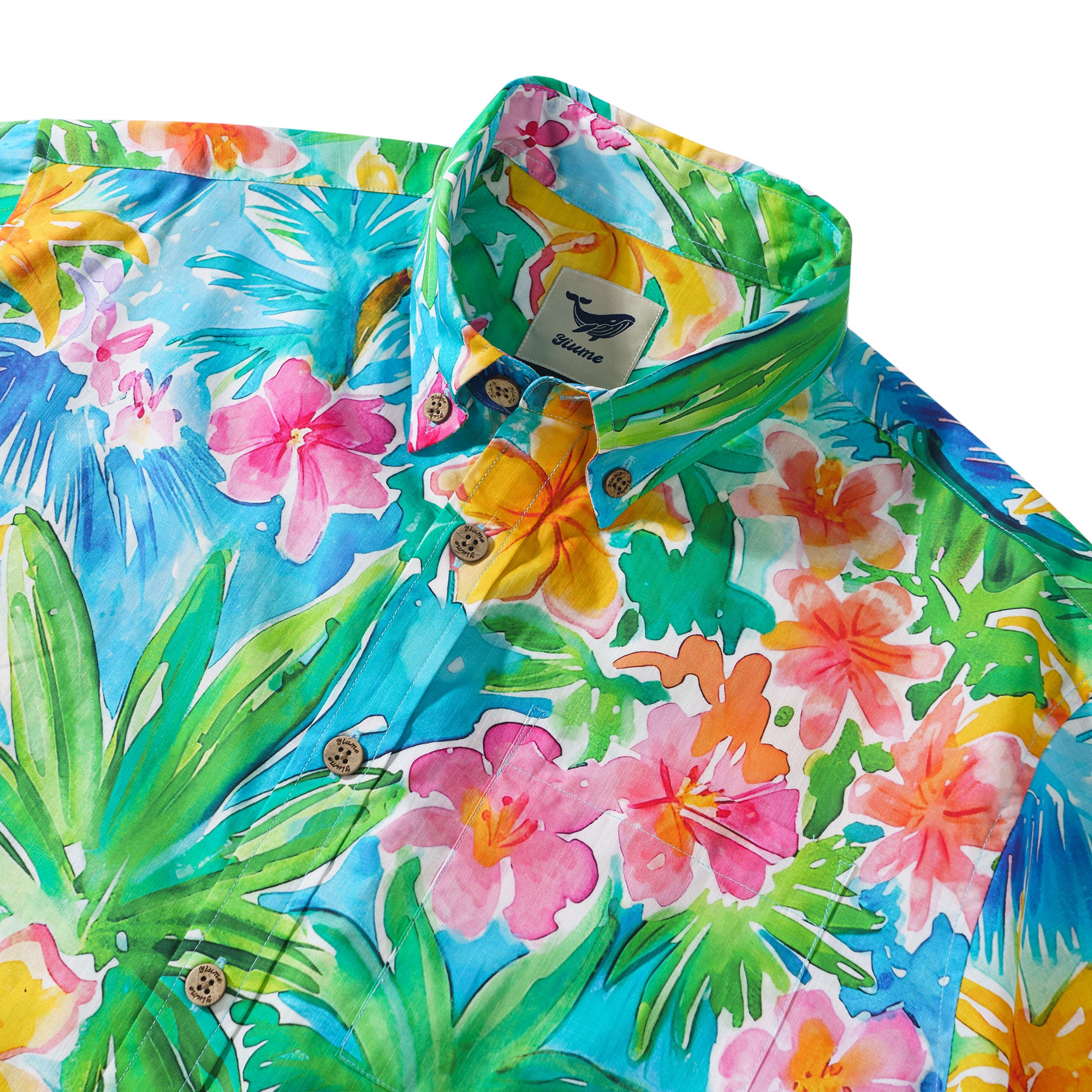 Vacation Hawaiian Shirt 100% Cotton Men's Colorful Short Sleeve Button-down Aloha Shirt