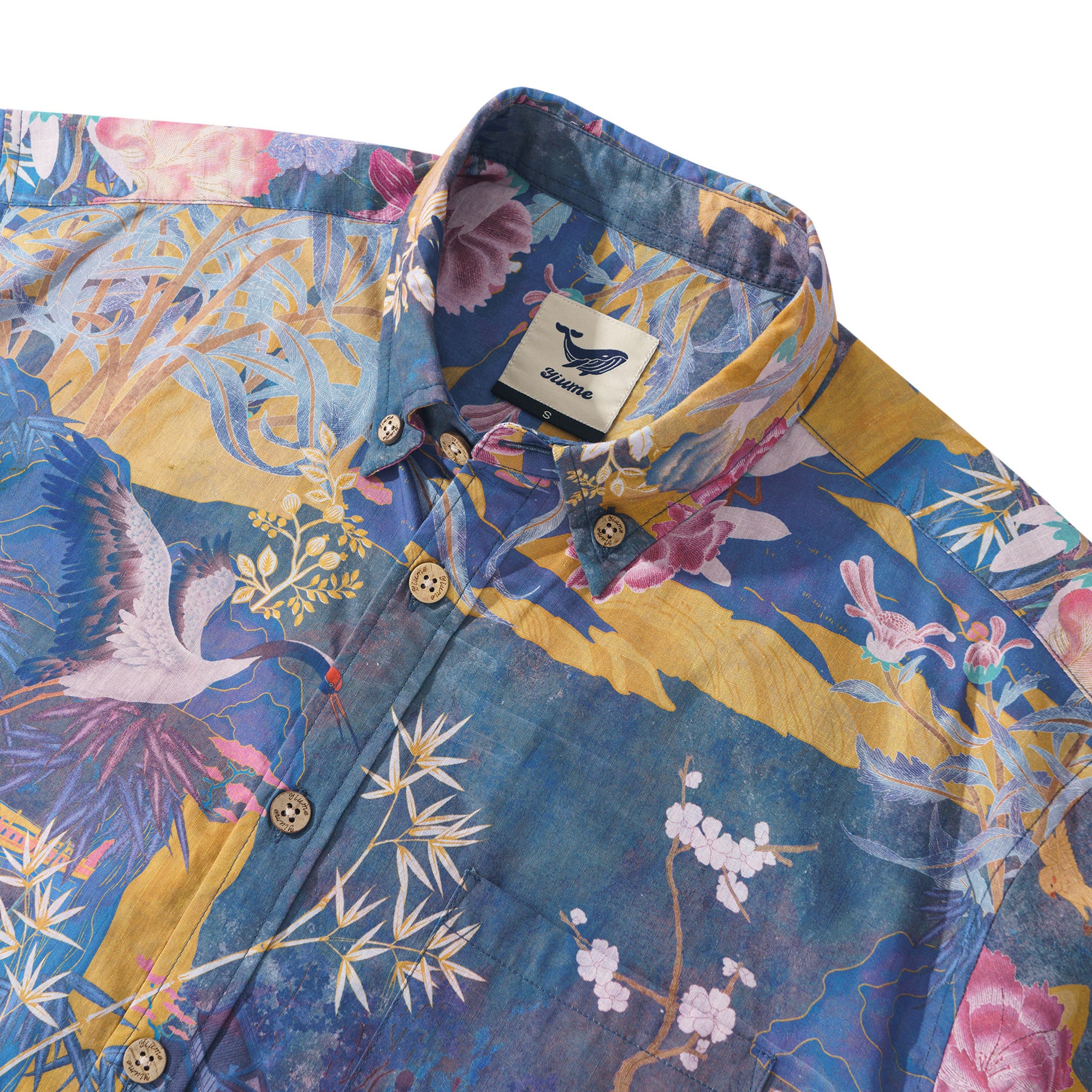 Pastel Oriental Tapestry - Elegant Chinese-Inspired Weaving 100% Cotton Men's Aloha Hawaiian Short Sleeve Button-down Shirt