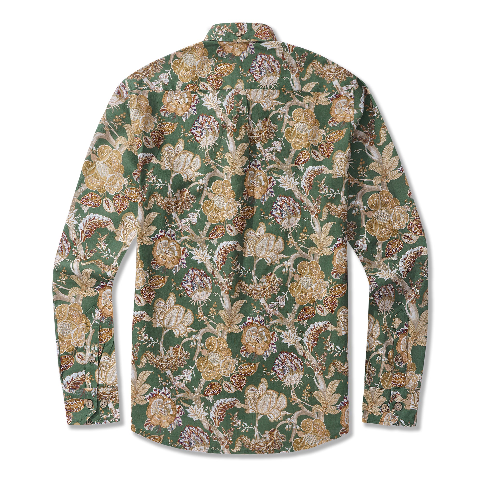 Hawaiian Blossom Charm By GND Art Studio Shirt 100% Cotton Men's Aloha Hawaiian Long Sleeve Button-down Shirt