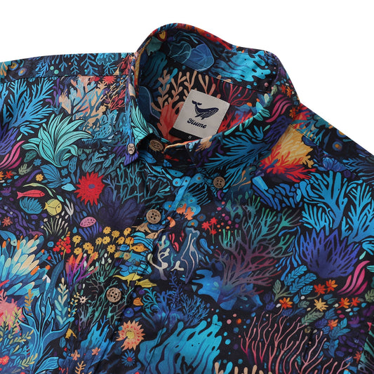 Best Hawaiian Shirt For Men Marine Plants Primal Seabed Button-down Short Sleeve 100% Cotton Shirt