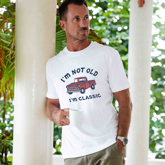 Hawaiian Tee For Men I'm Classic Tee Crew Neck 100% Cotton - WHITE