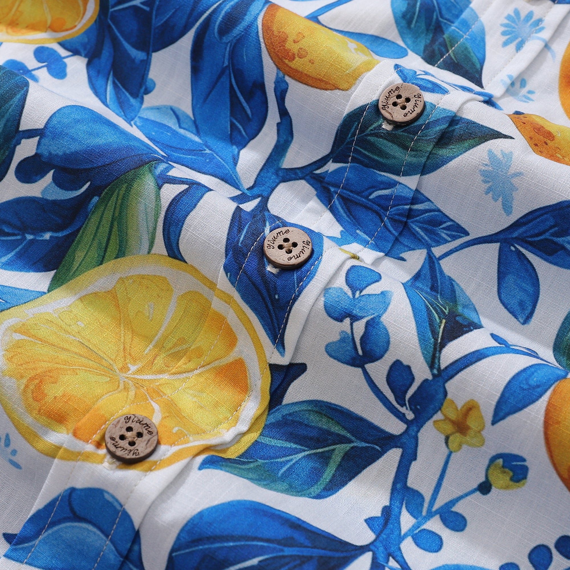 Hawaiian Shirt For Men Summer Lemon Button-down Shirt Short Sleeve 100% Cotton Shirt