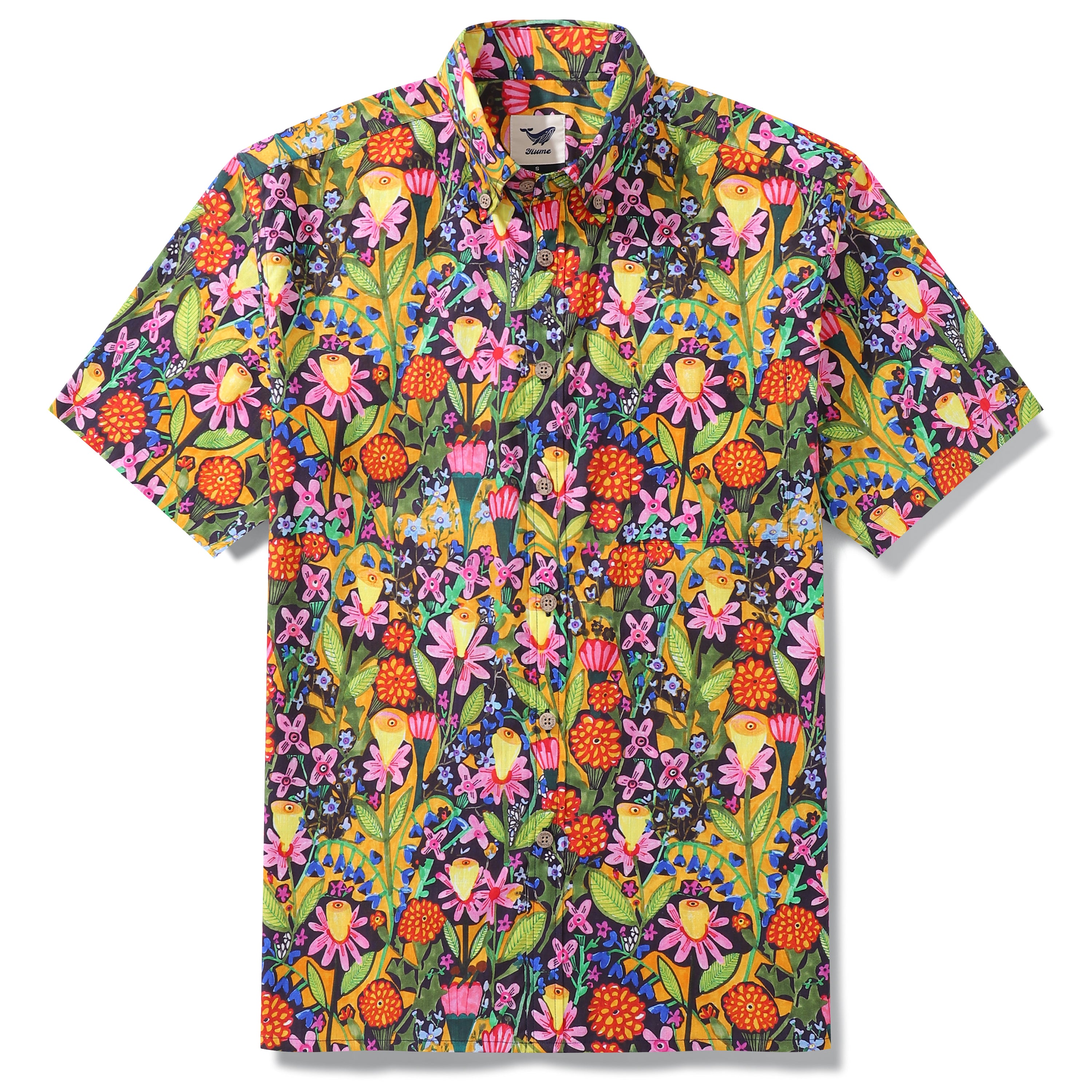 Hawaiian Shirt For Men Mango Flower Fusion By Sharon Nullmeyer Button-down Shirt Short Sleeve 100% Cotton Aloha Shirt