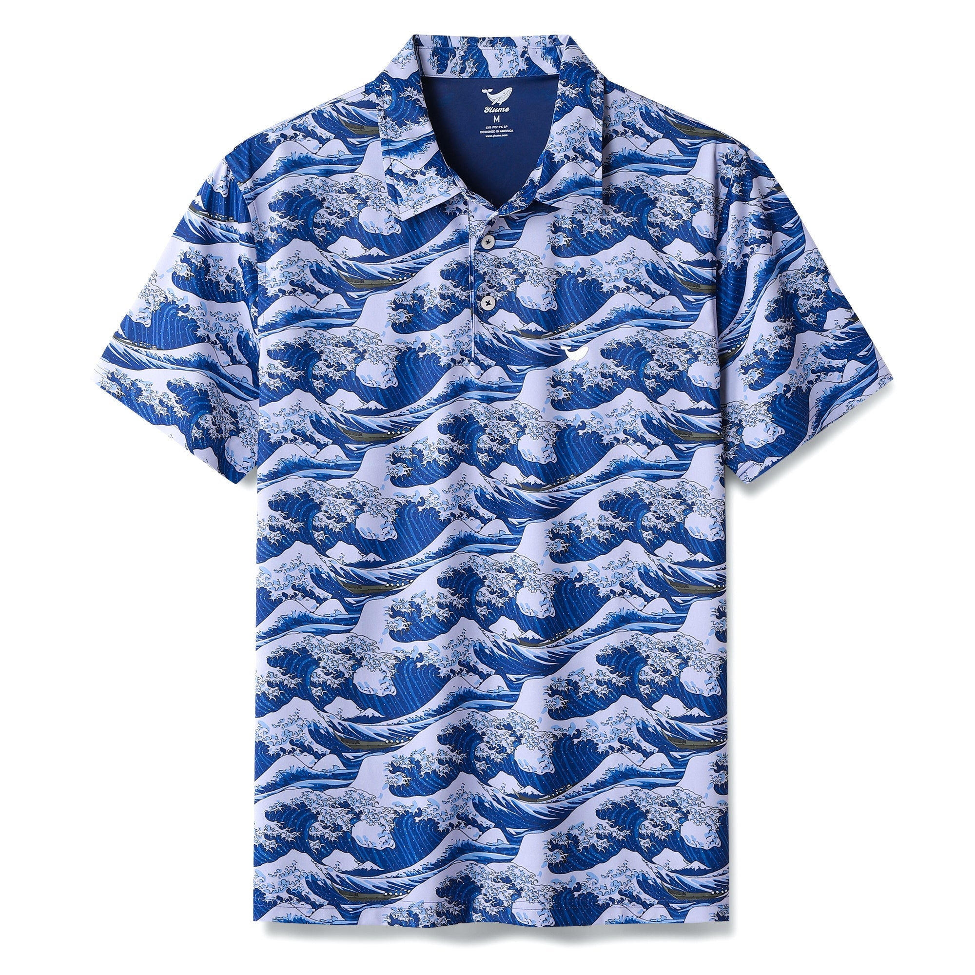 Camisa Polo Hawaiana para Hombre Olas del Océano Estilo Ukiyo-e Japonés Camiseta de Golf de Manga Corta