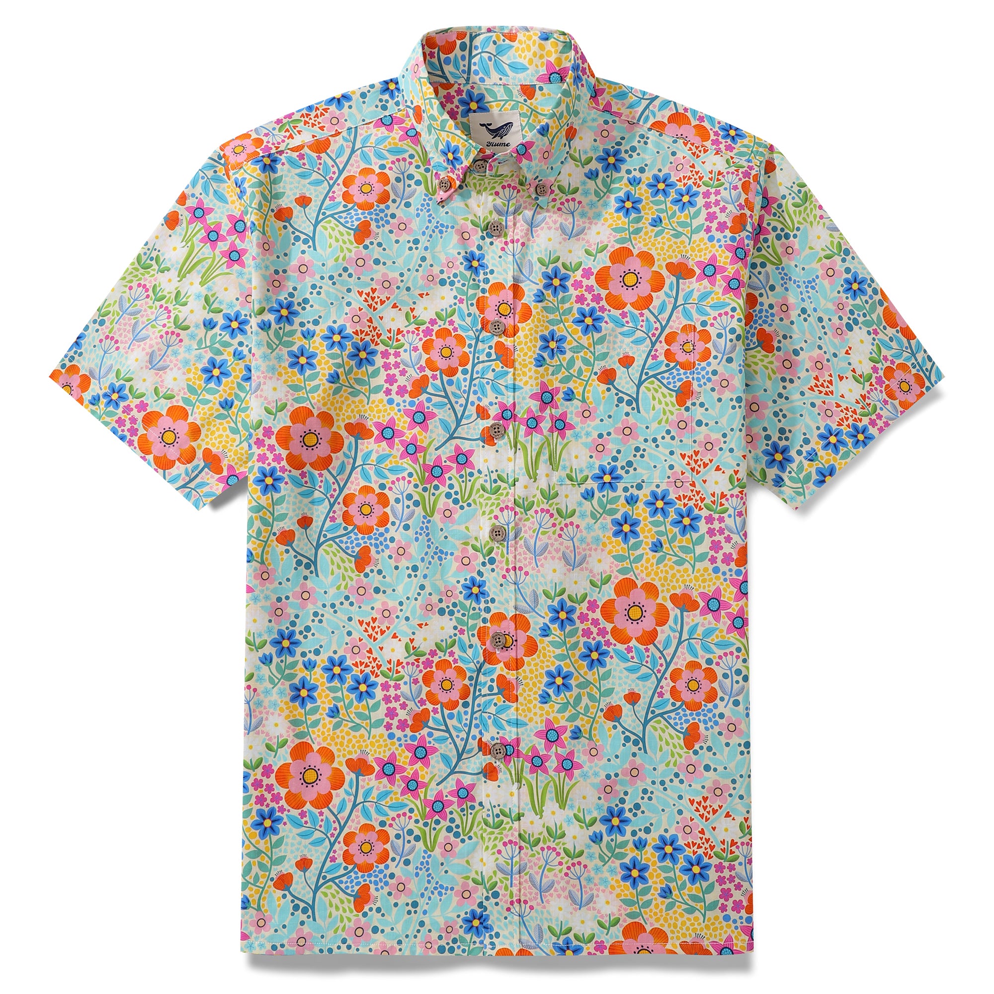 Hawaiian Shirt For Men Summer Flower Garden Designs Button-down Shirt Short Sleeve 100% Cotton Shirt