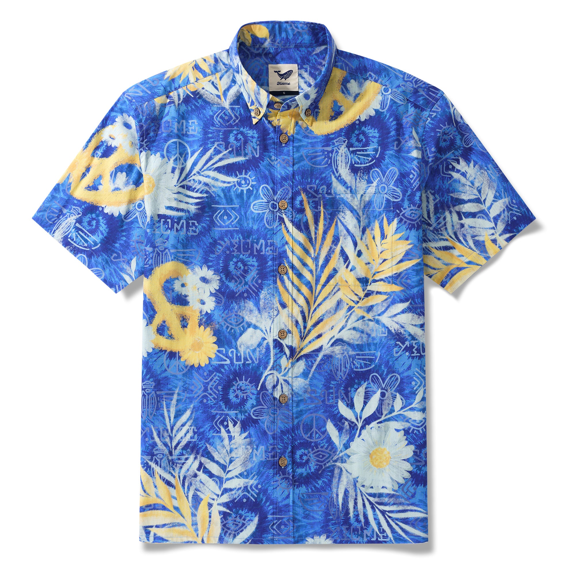 Enchanted Meadow 100% Cotton Men's Aloha Hawaiian Short Sleeve Button-down Shirt