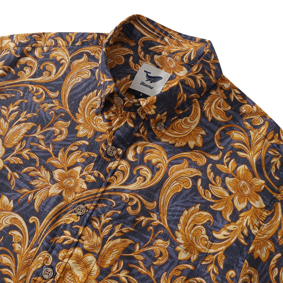 Hawaiian Shirt For Men Golden Floral Elegance Button-down Shirt Short ...