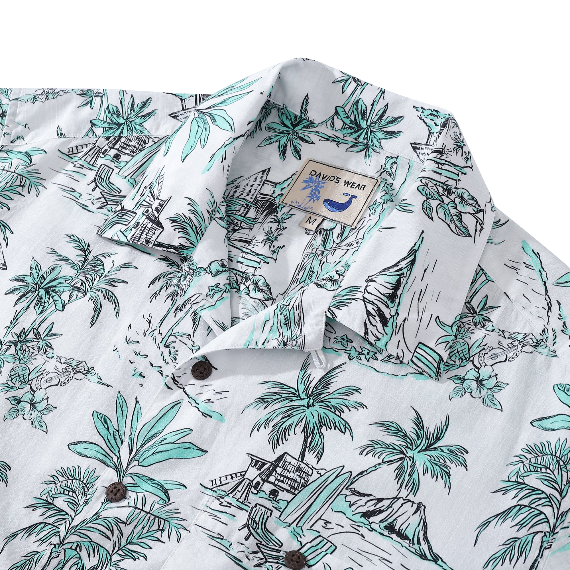 Hawaiian Shirts for Men Tropical Island Scenery Print 100% Cotton Shor ...