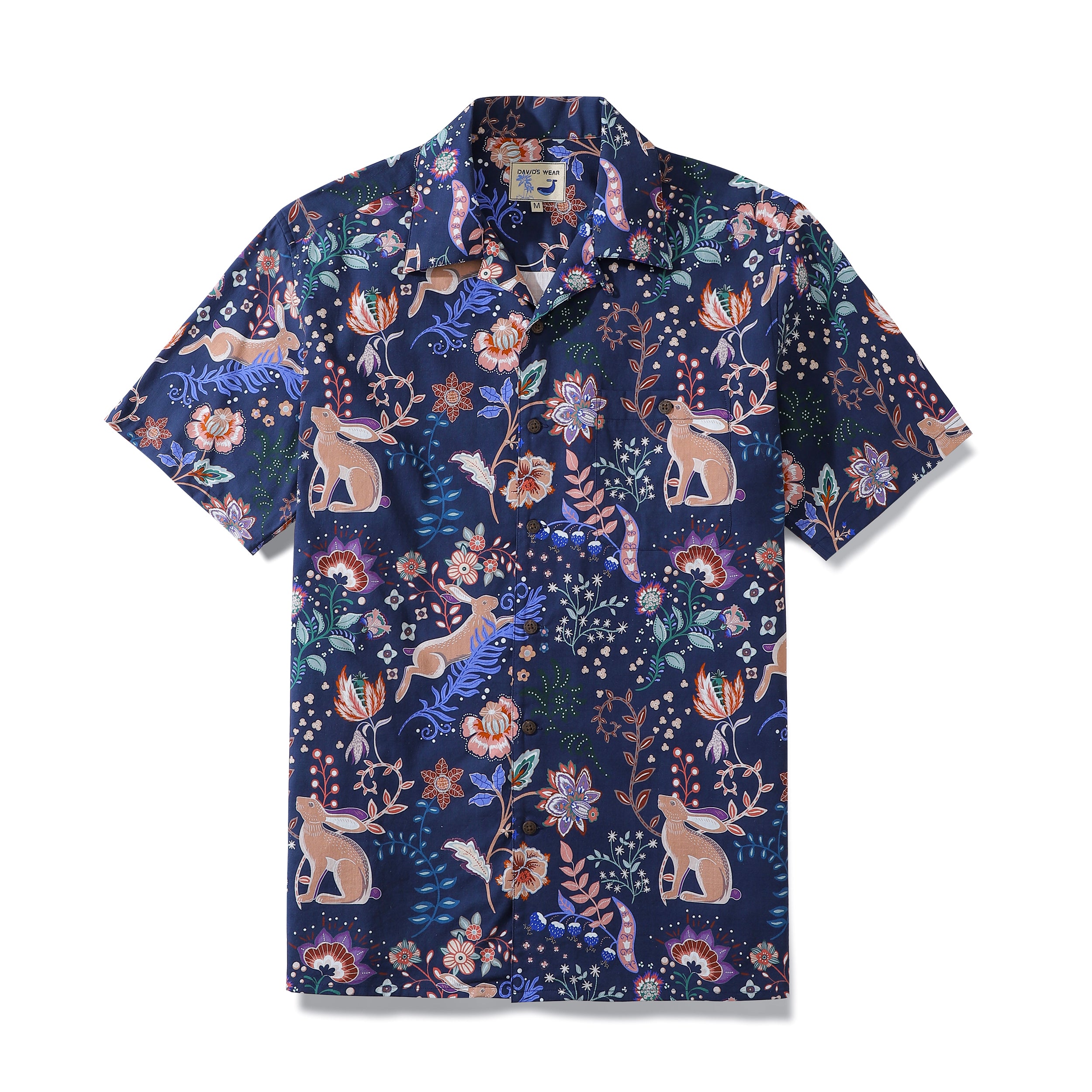 Camisa hawaiana para hombre Año del Conejo Camisa Aloha con botones de coco natural