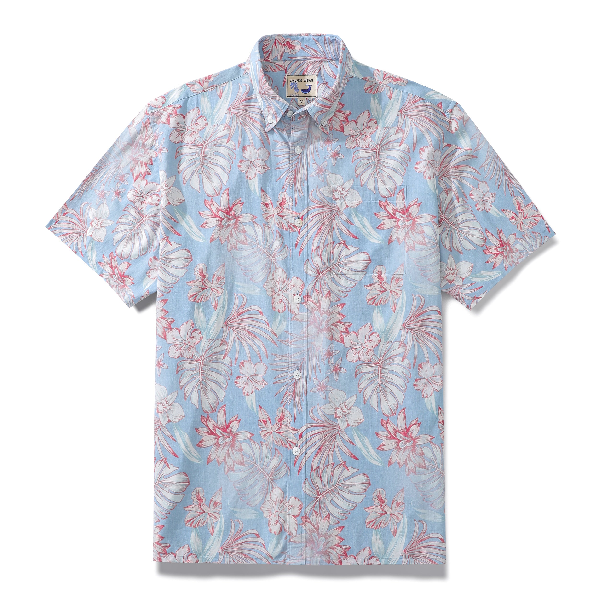 Hawaii-Hemd für Herren, kurzärmeliges Hemd mit tropischem Blumenmuster in Lila und Rosa aus Tencel™