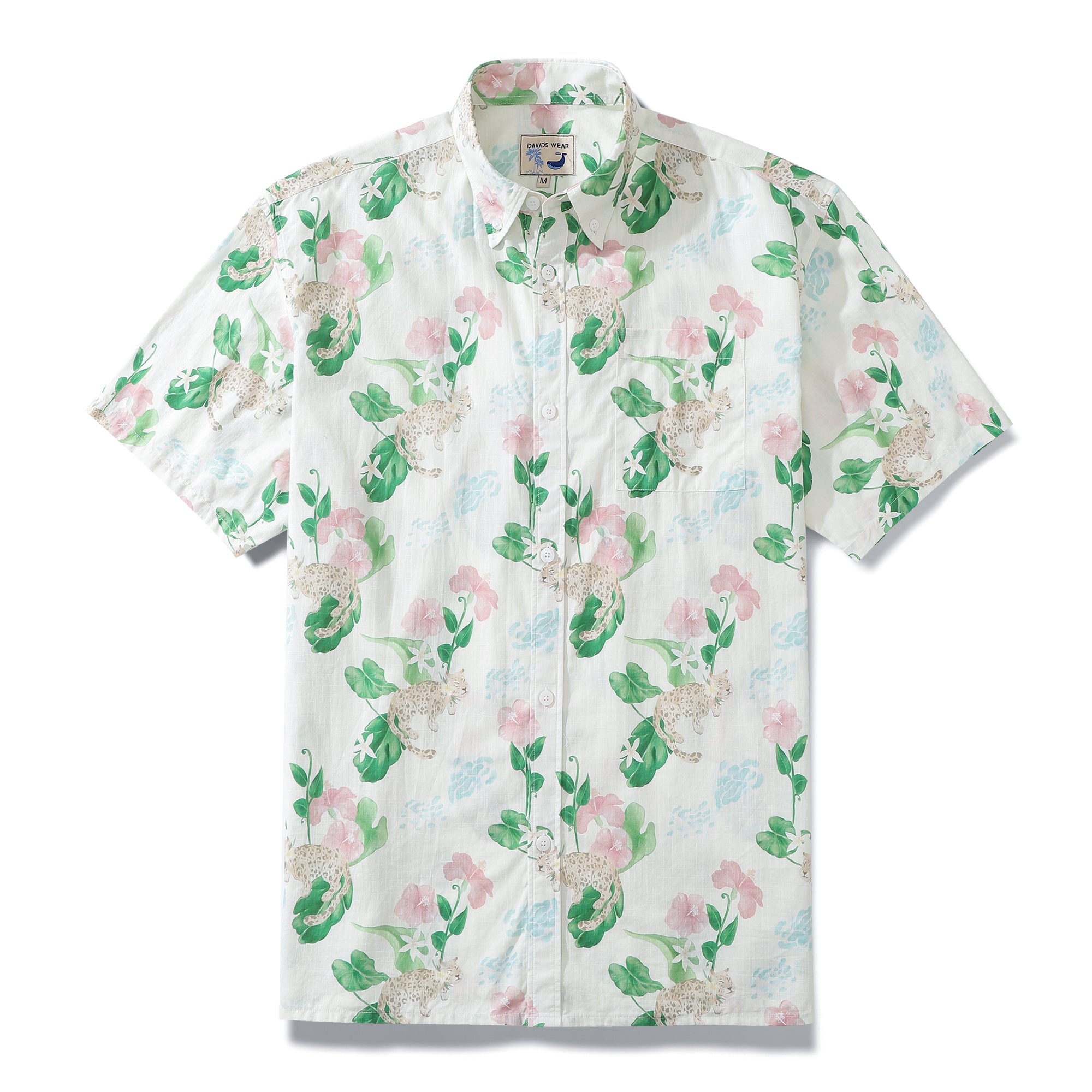 Hawaiian Shirt For Men Tropical Leopard And Hibiscus Short Sleeve Desi ...