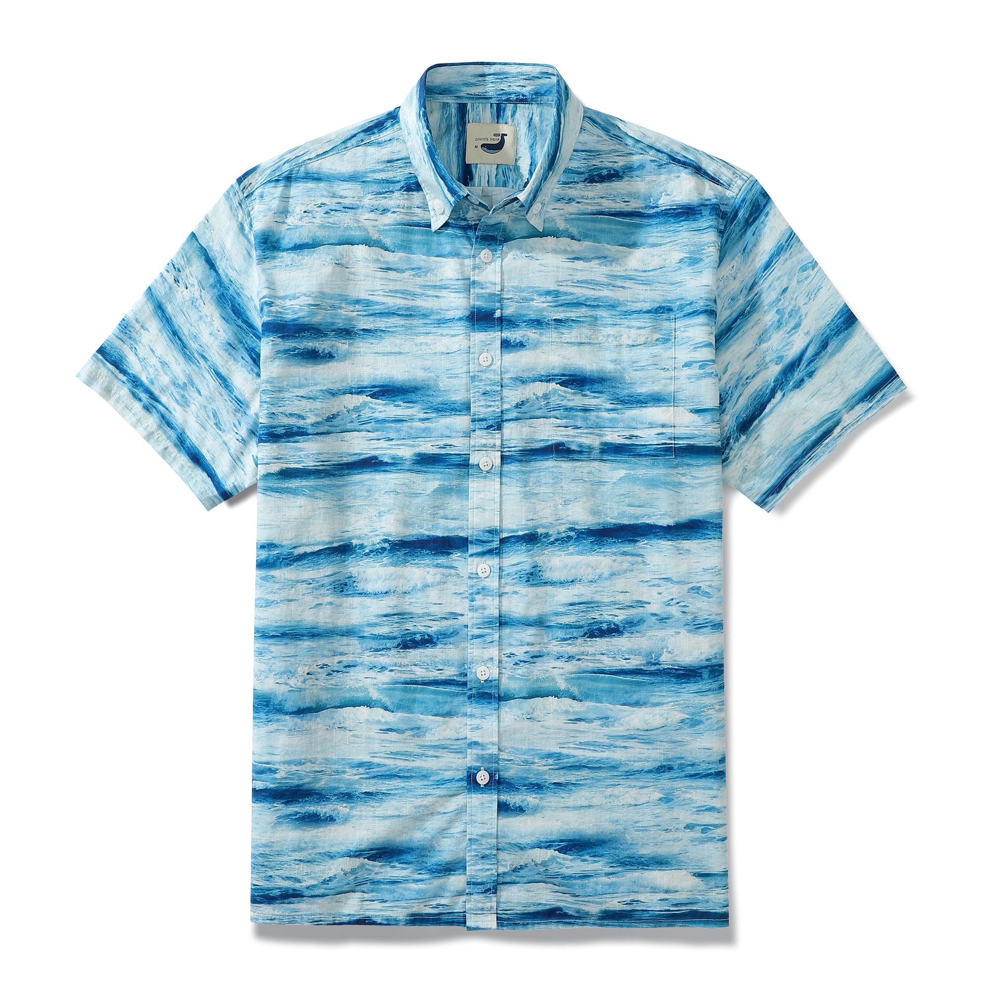 Wave Stripes Print-matched Front Placket 100% Cotton Button-down Shirt ...