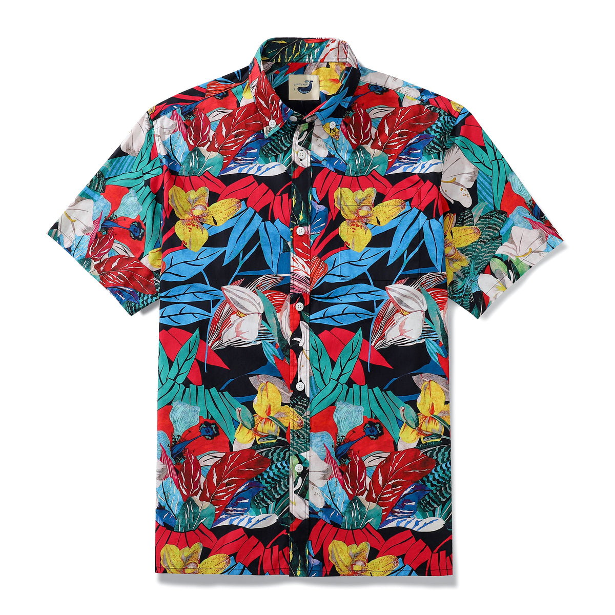 Colorful Hand-painted Floral Print Men's Button-down Shirt 100% Cotton ...