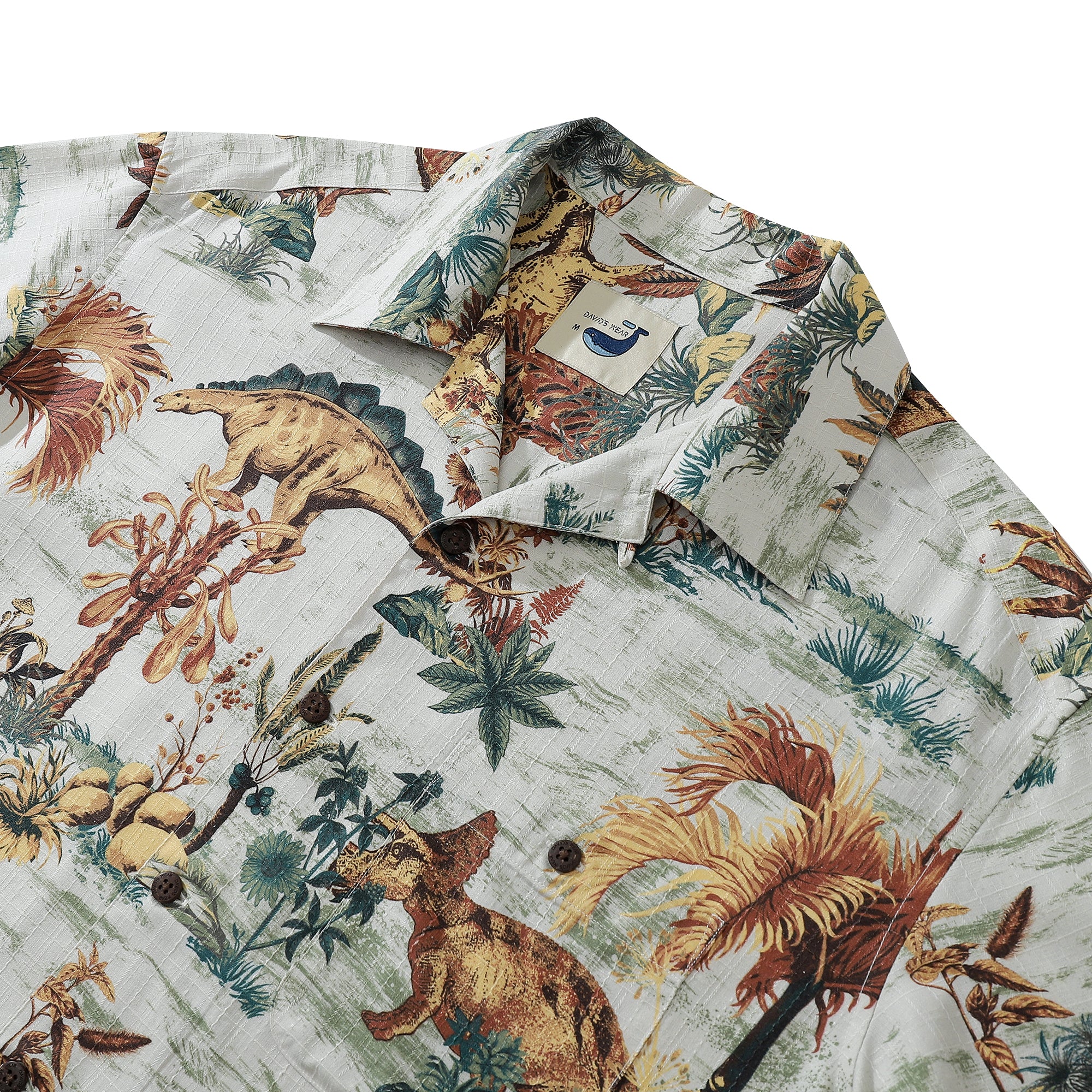 Dinosaur Land Chemises pour hommes avec col de camp Jurassic Dinos Park Luxueux - Soie