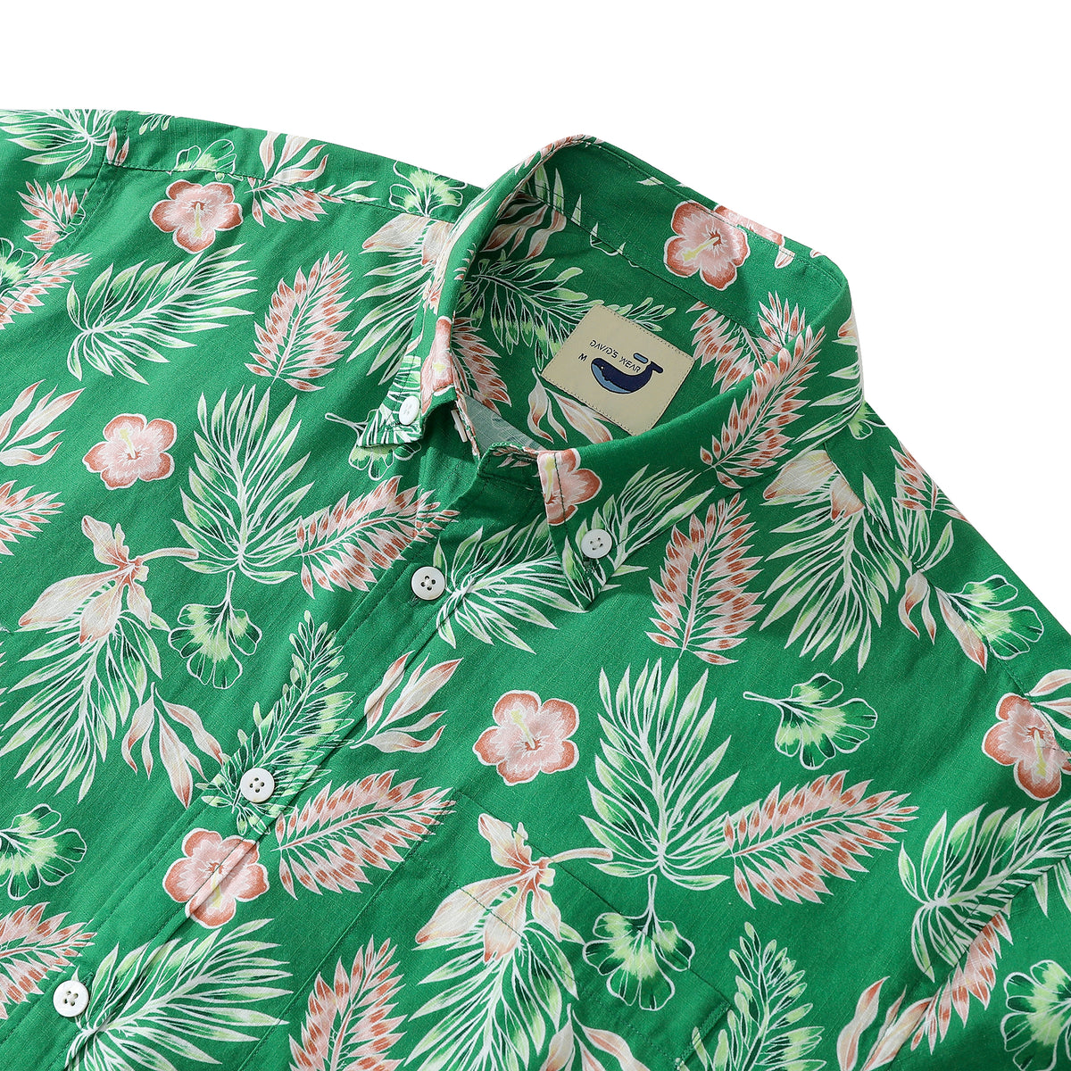 Green Tropical Hand-painted Floral Pattern Men's Button-down Shirt ...